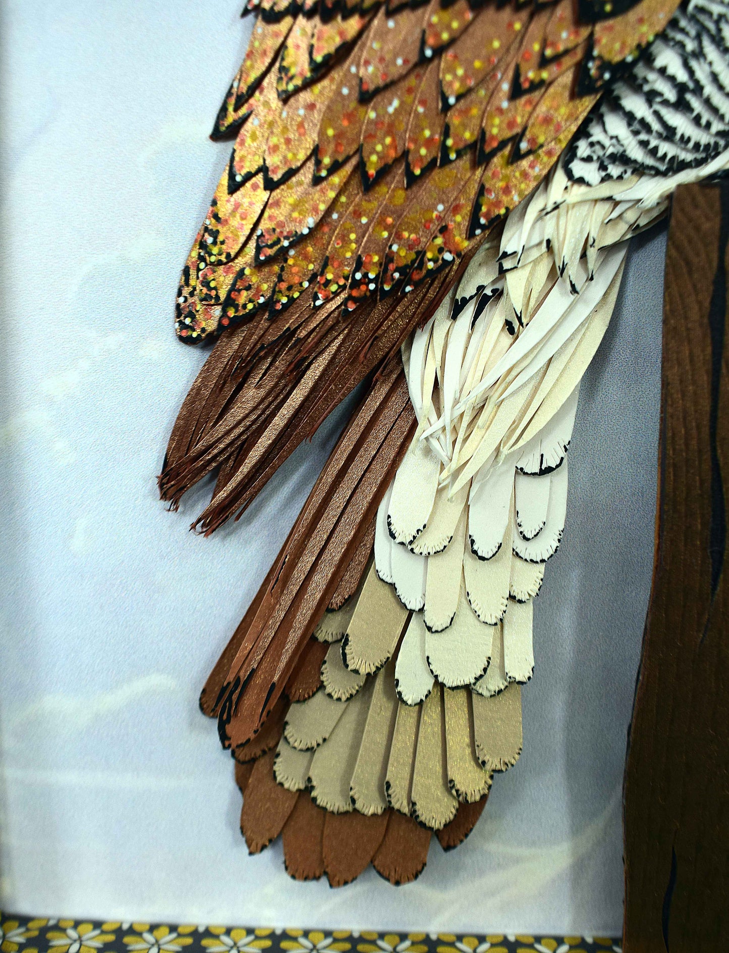 Cadre hibou en sculpture papier 3D - création artisanale