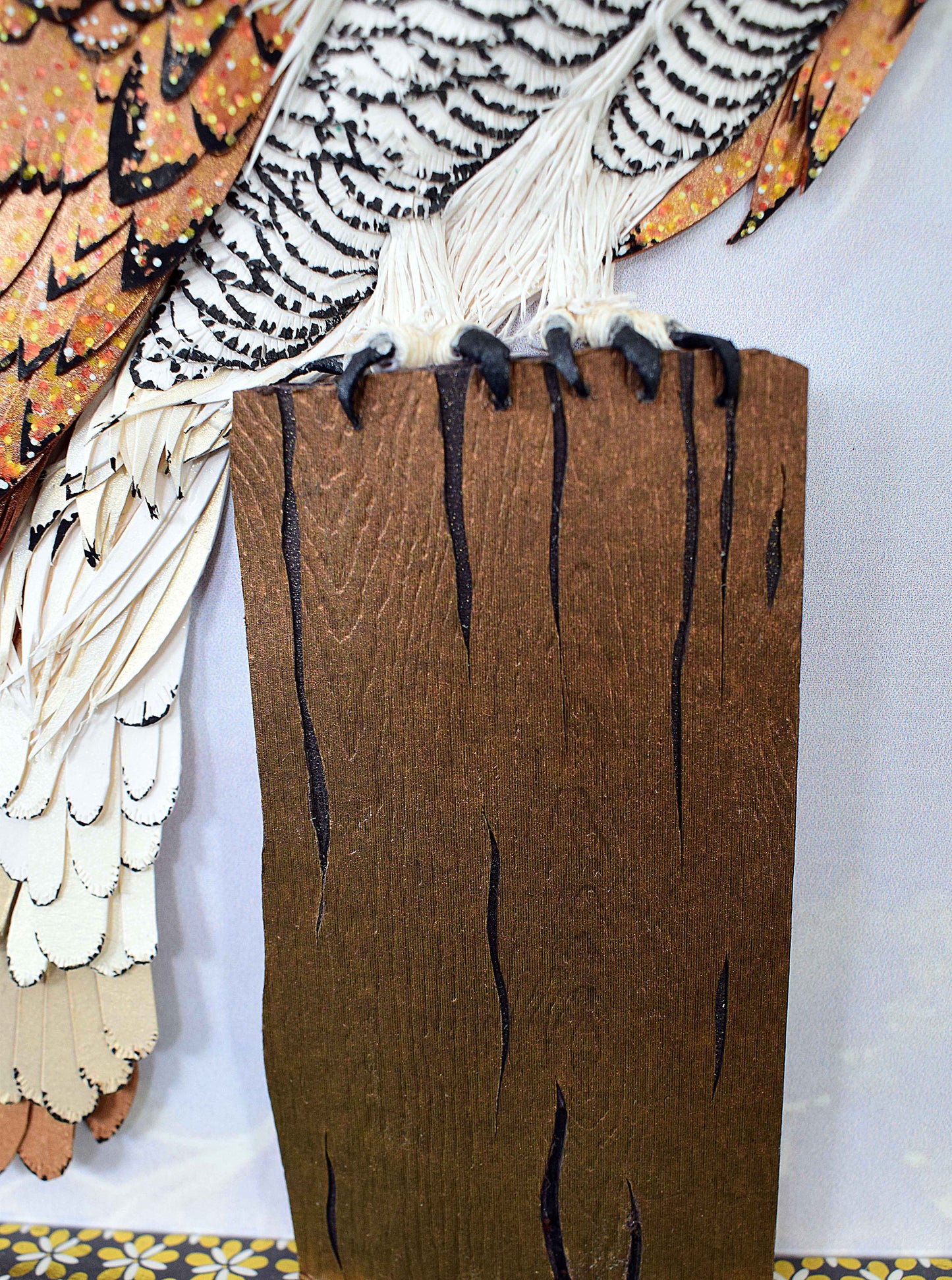 Cadre hibou en sculpture papier 3D - création artisanale