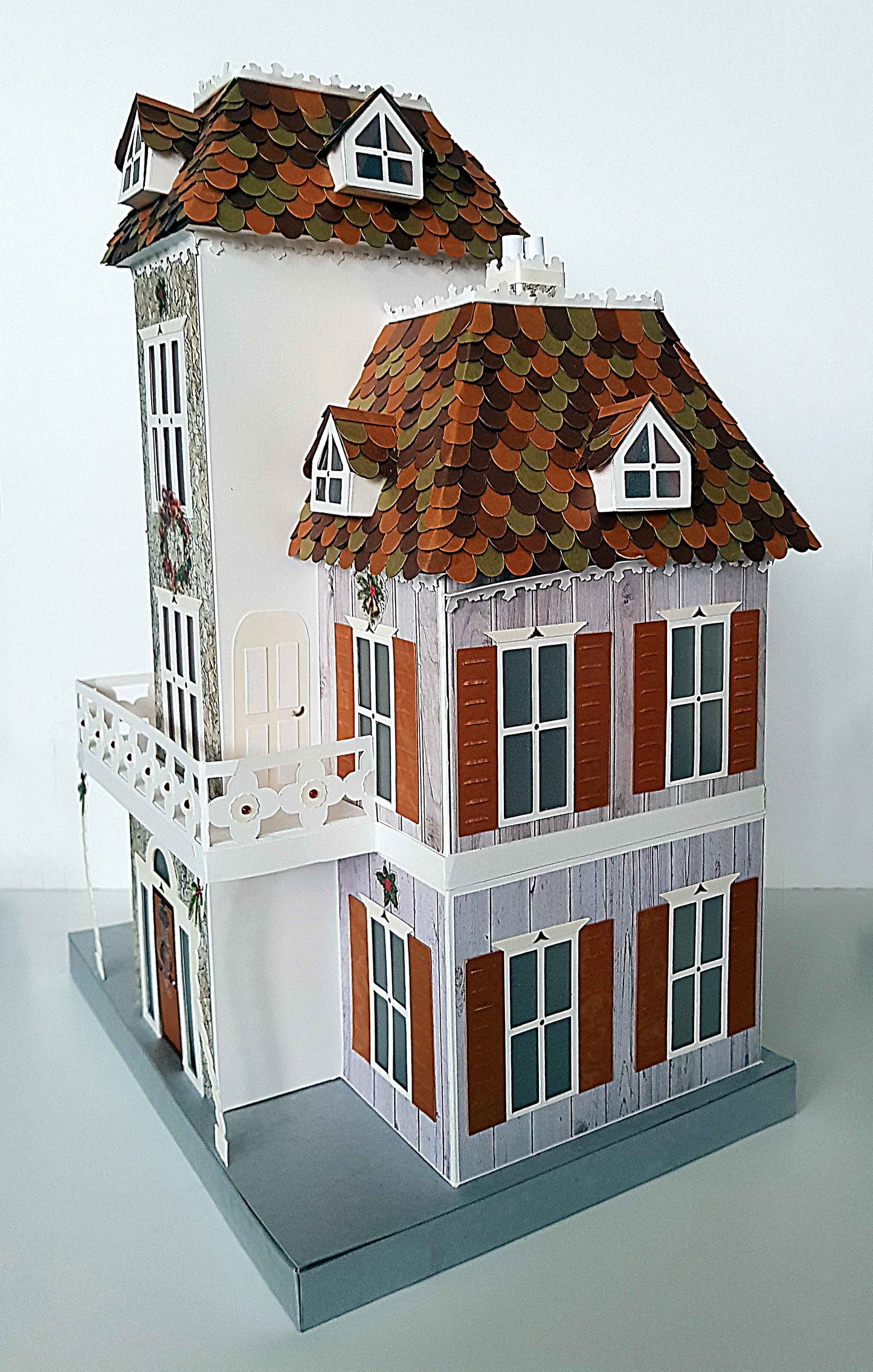 Boîte surprise Noël lumineuse – Manoir en papier 3D fait main – décoration féerique