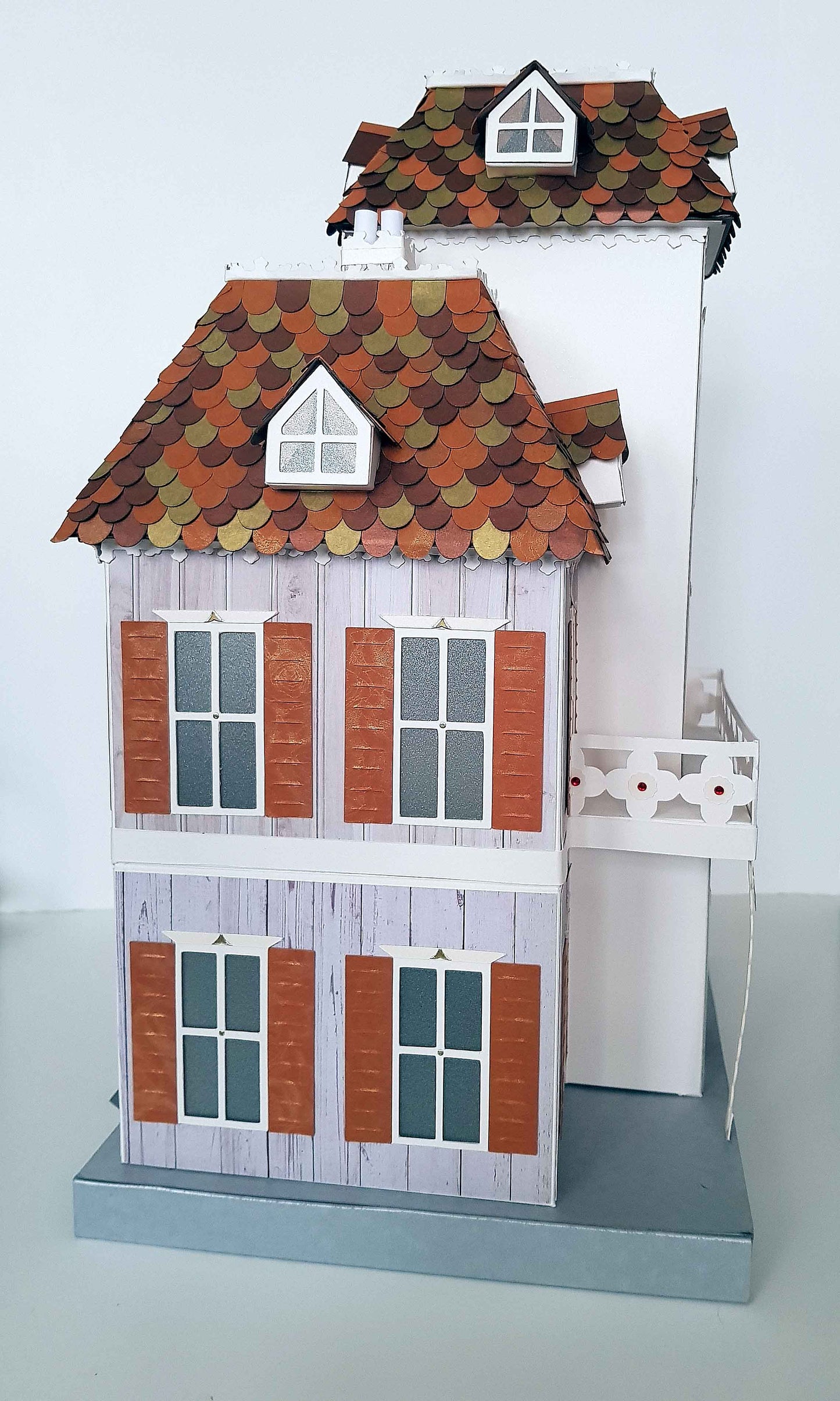 Boîte surprise Noël lumineuse – Manoir en papier 3D fait main – décoration féerique