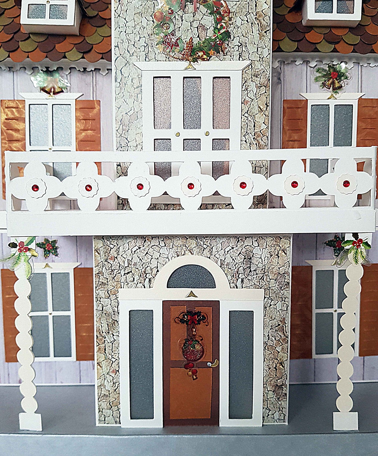 Boîte surprise Noël lumineuse – Manoir en papier 3D fait main – décoration féerique