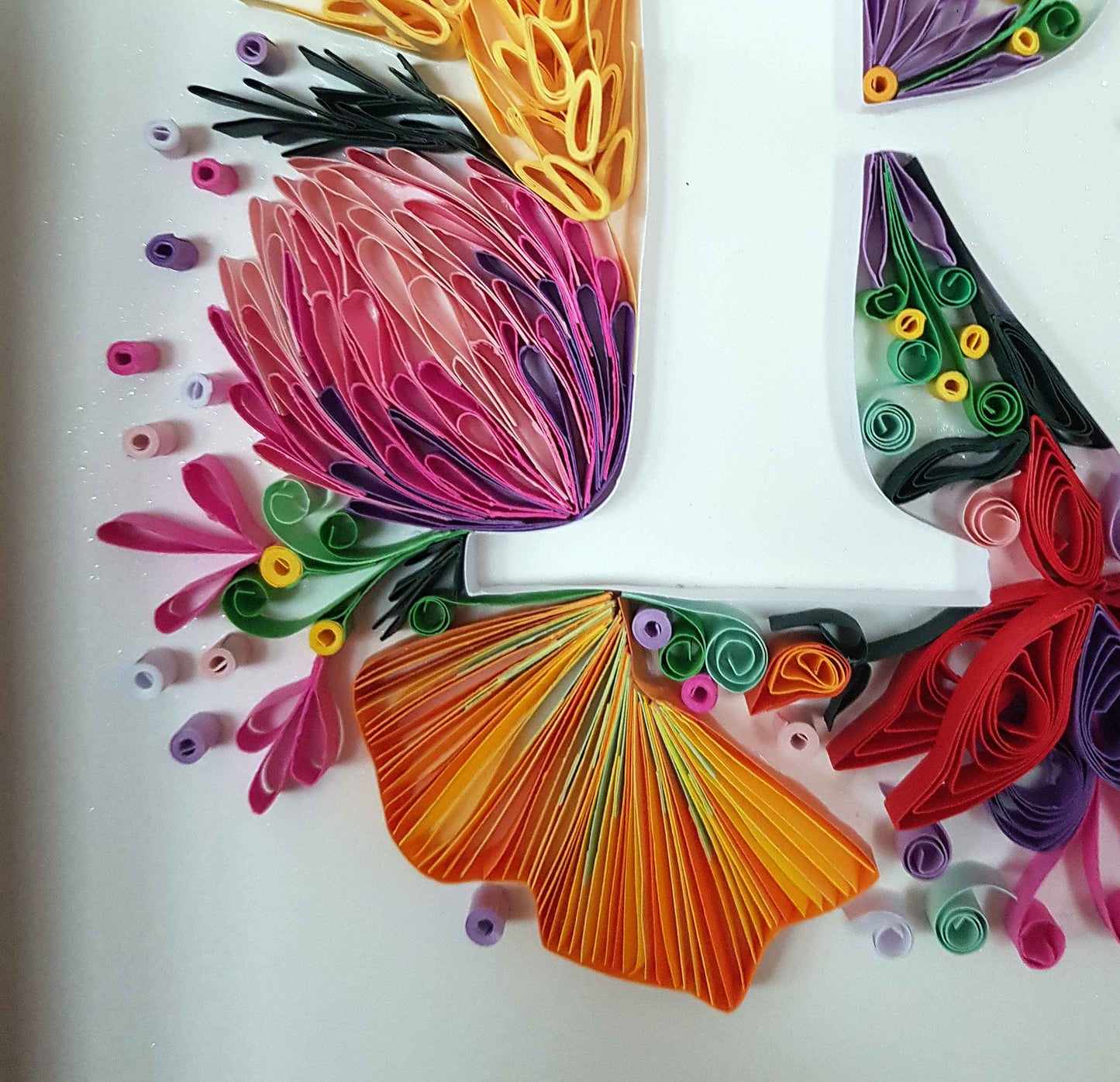 Tableau lettre R personnalisé – décoration chambre enfant en quilling 3D artisanale