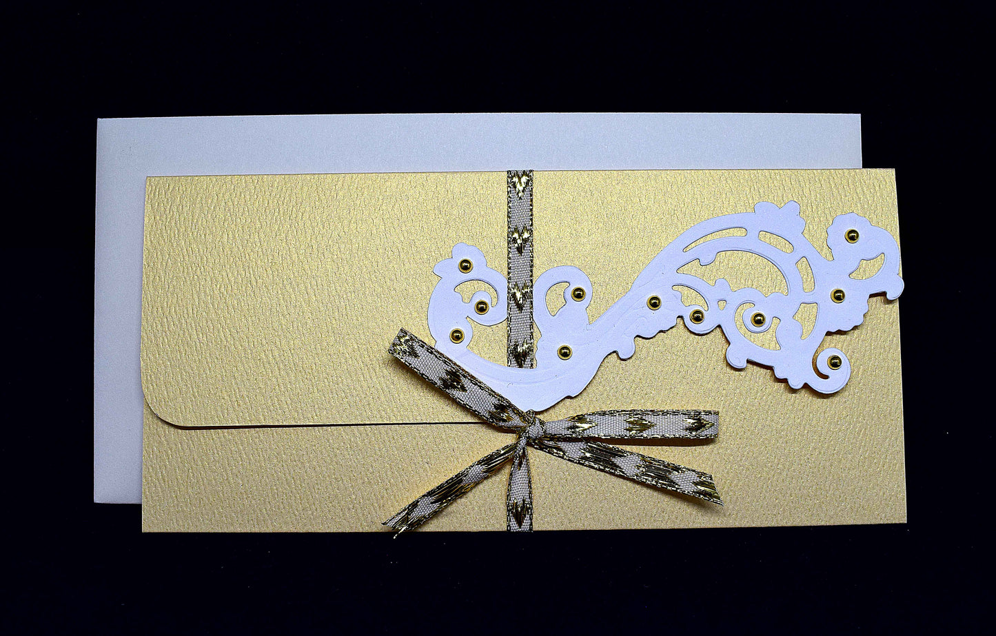 Carte pochette noel arabesque en relief - Carte cadeau artisanale personnalisable pour chèque et billet