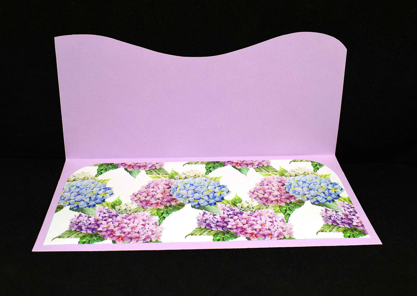 Carte pochette noel hortensias - Carte cadeau artisanale personnalisable pour chèque et billet