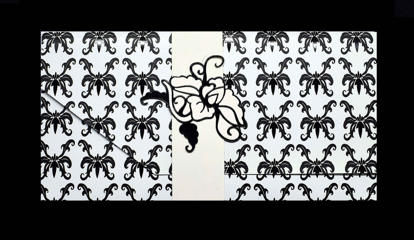 Carte pochette noel florale en relief - Carte cadeau artisanale personnalisable pour chèque et billet