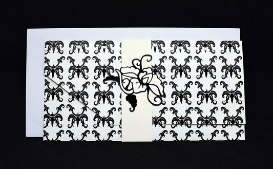 Carte pochette noel florale en relief - Carte cadeau artisanale personnalisable pour chèque et billet