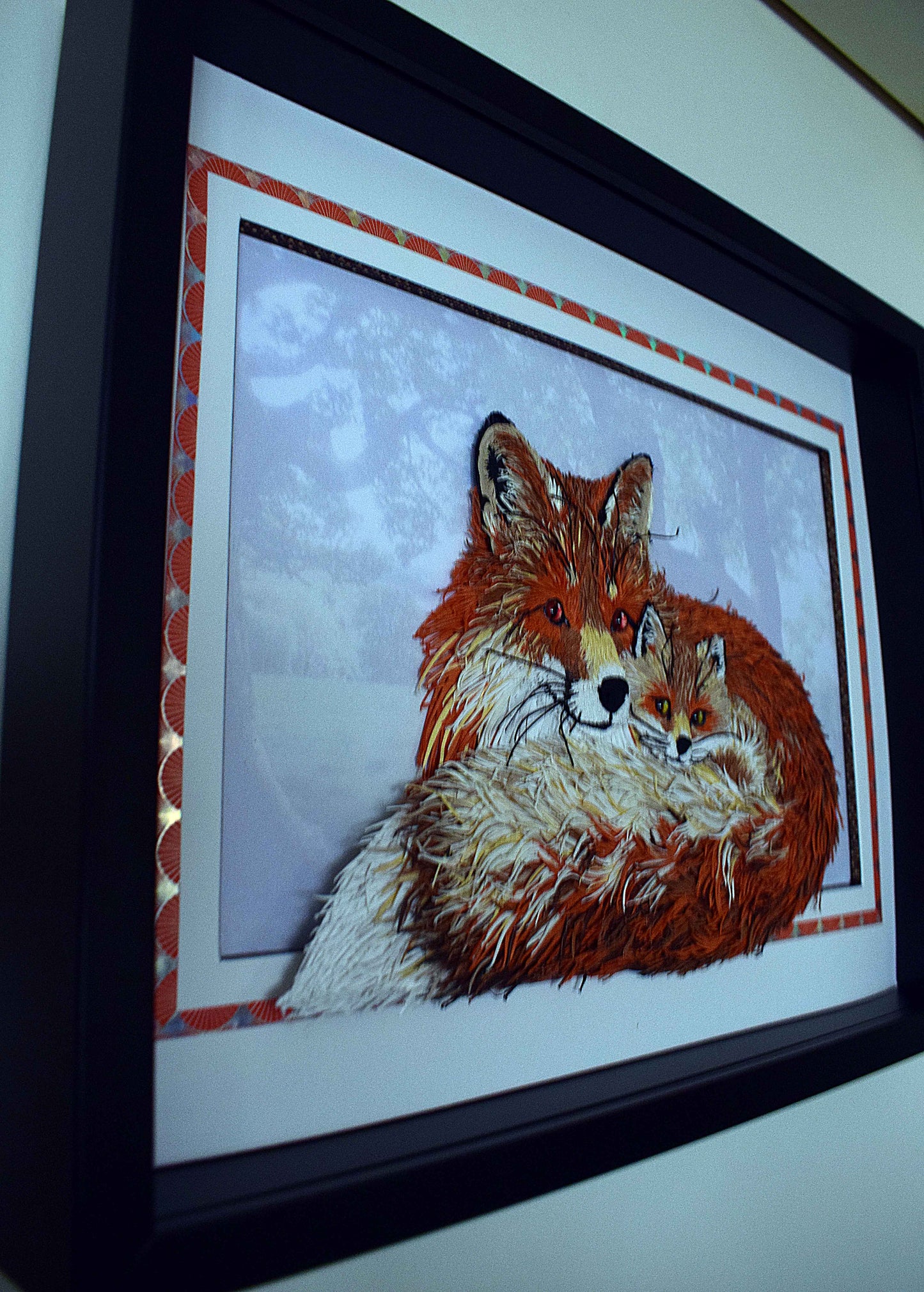 Tableau renard 3D en papier – tableau animalier fait main (pièce unique)