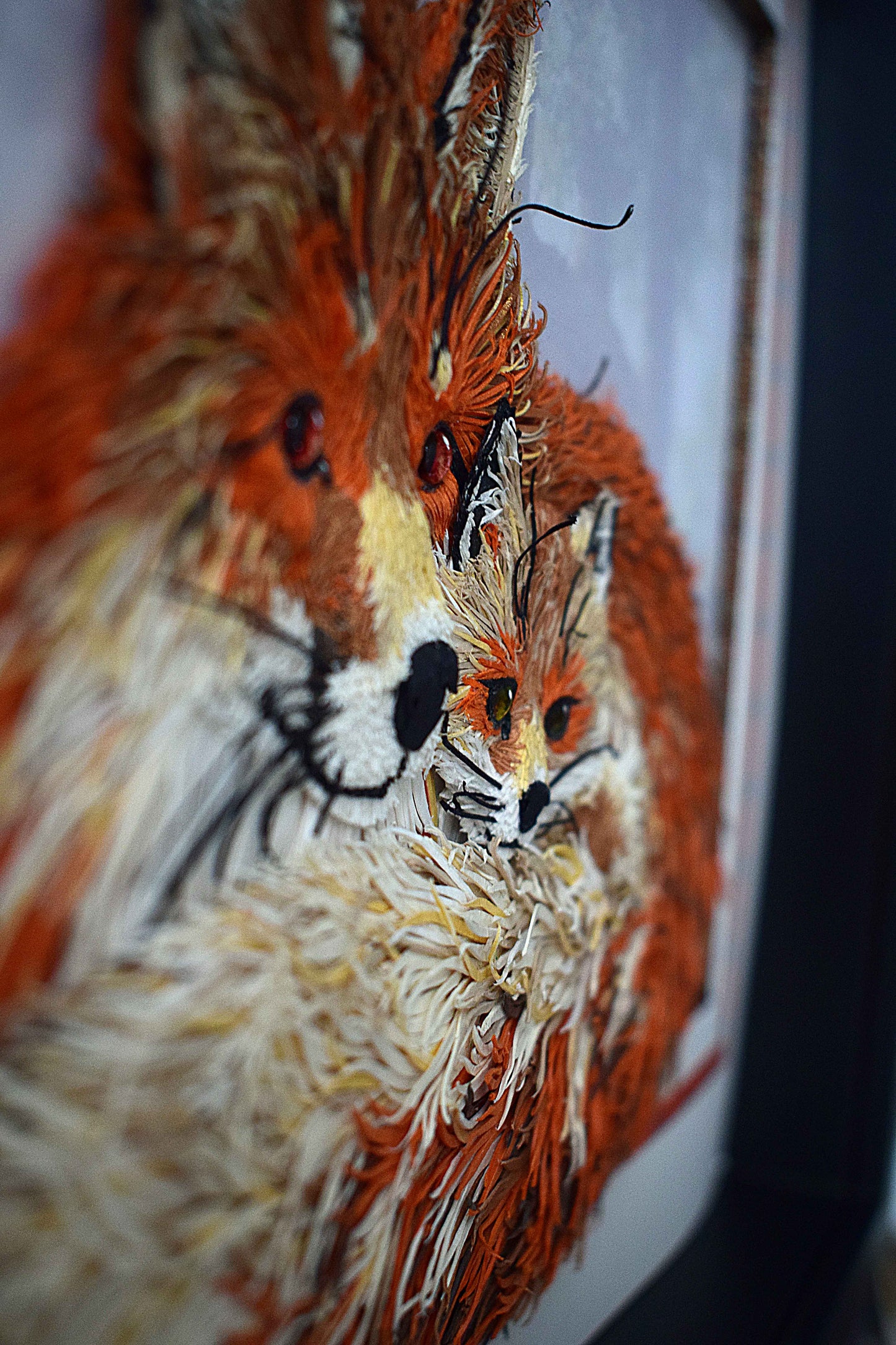 Tableau renard 3D en papier – tableau animalier fait main (pièce unique)