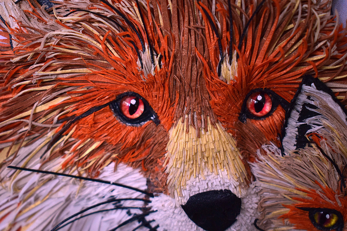 Tableau renard 3D en papier – tableau animalier fait main (pièce unique)