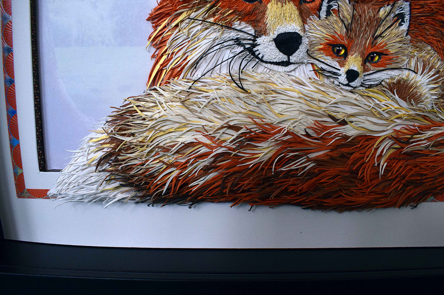 Tableau renard 3D en papier – tableau animalier fait main (pièce unique)