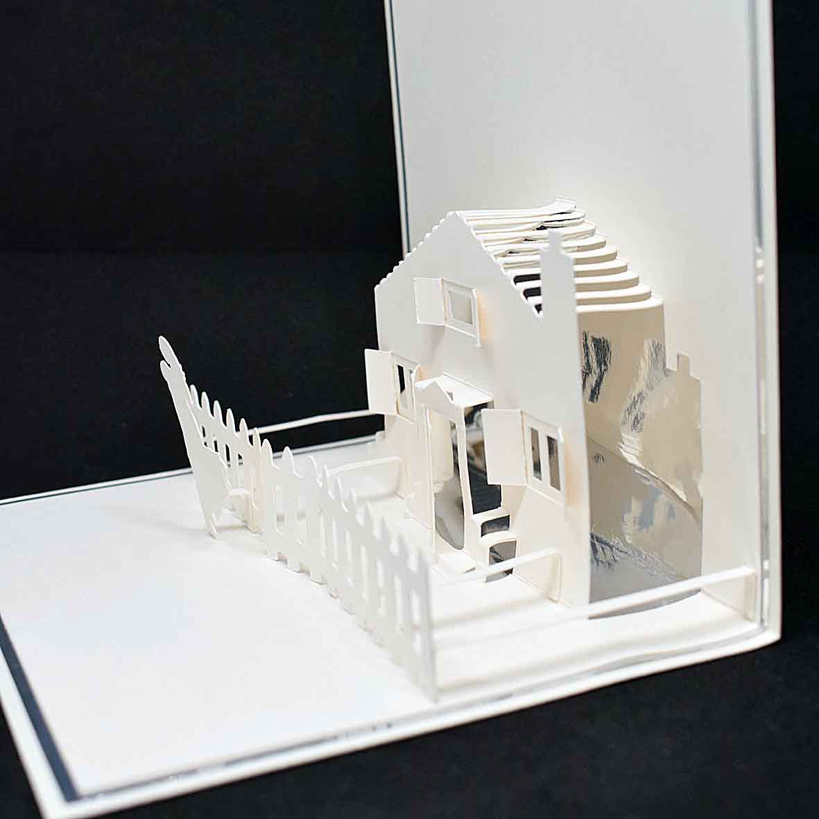 Carte pop up maison et couple - carte de voeux originale - Carte artisanale personnalisable