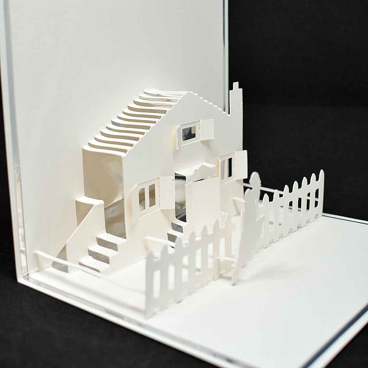 Carte pop up maison et couple - carte de voeux originale - Carte artisanale personnalisable