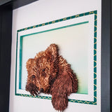 Cadre portrait 3D de votre animal sauvage fétiche en  papier sculpture d'un ourson marron