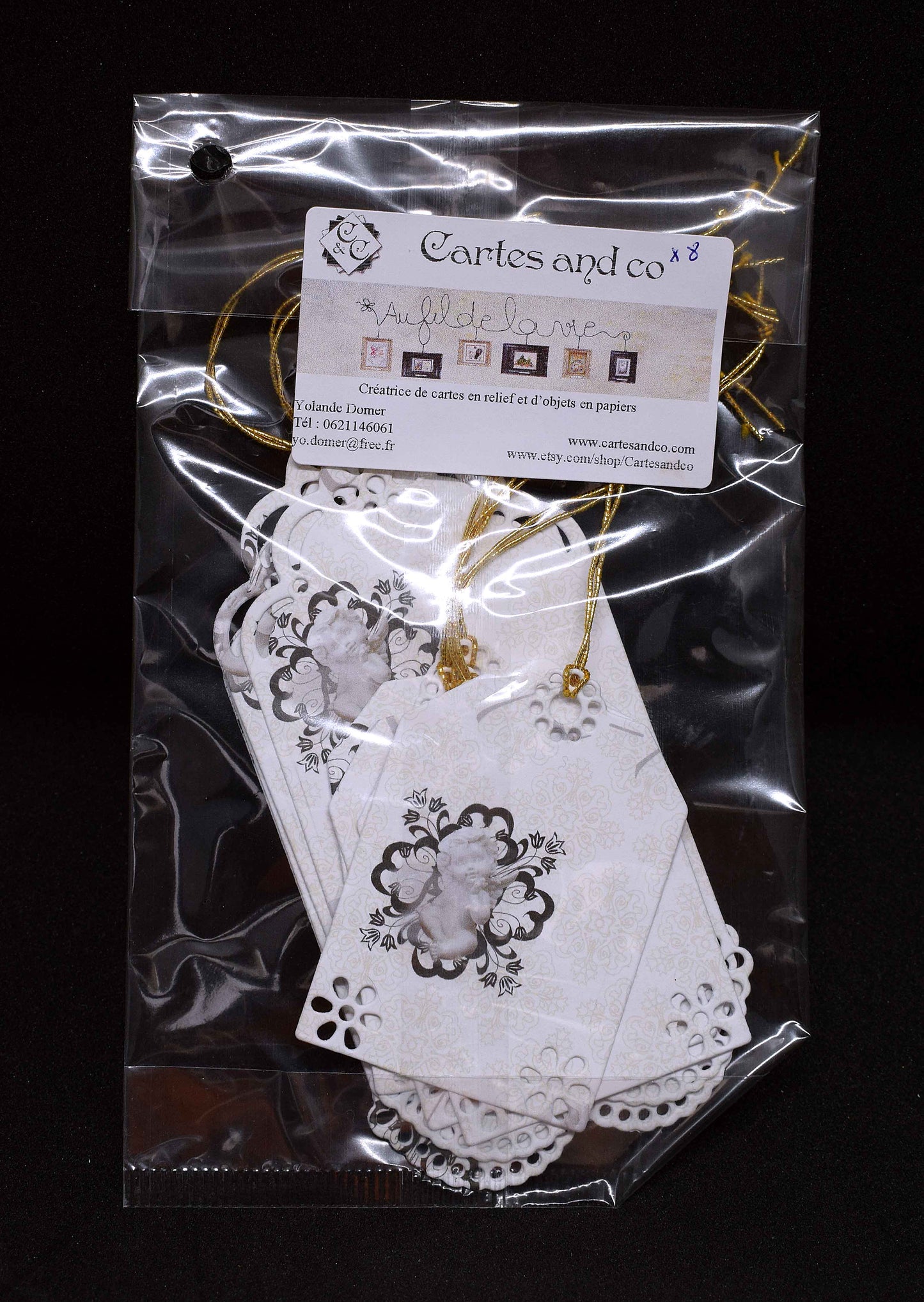 Étiquettes cadeaux Noël ANGE en relief – lot de 8 étiquettes artisanales personnalisables