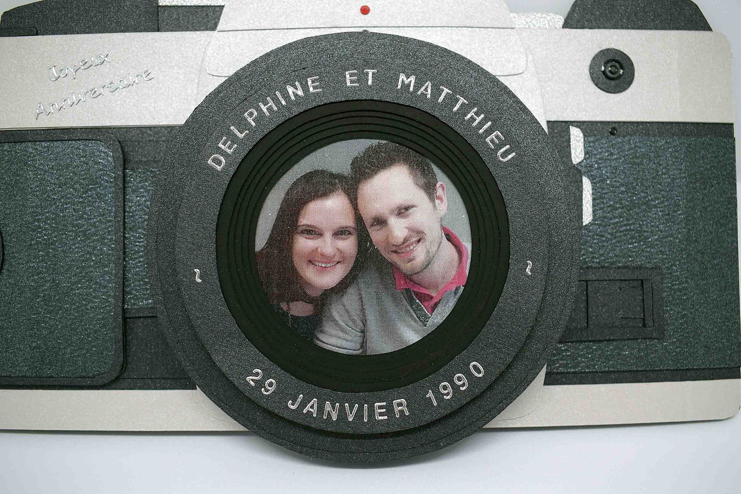 Carte anniversaire en forme d'appareil photo