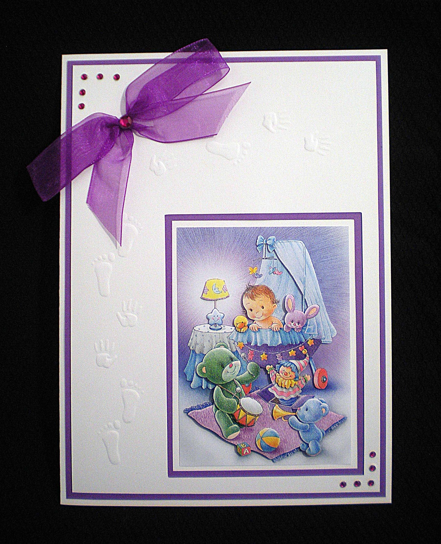 Carte de naissance bébé dans couffin - Carte bébé 3D faite main