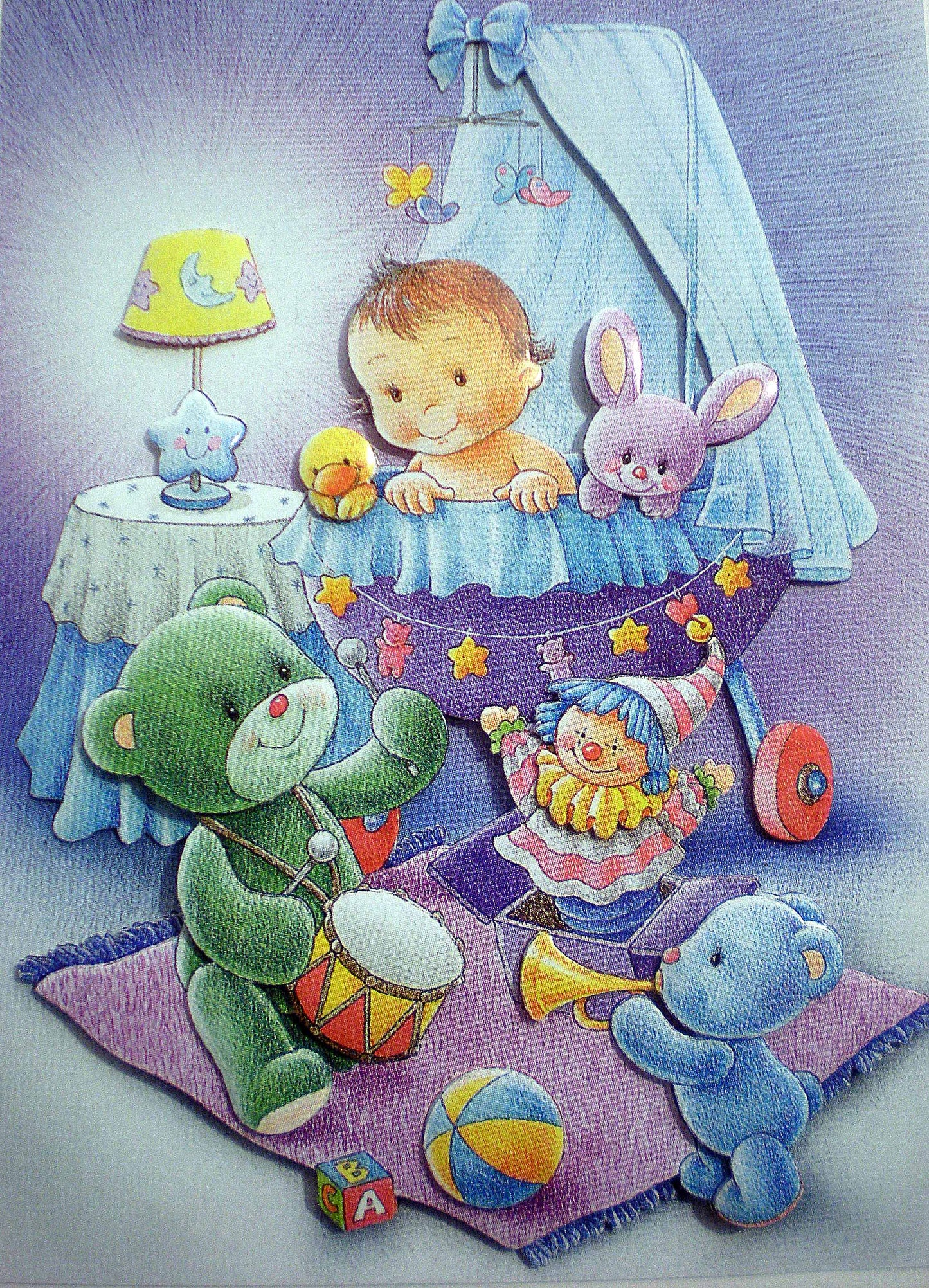 Carte de naissance bébé dans couffin - Carte bébé 3D faite main