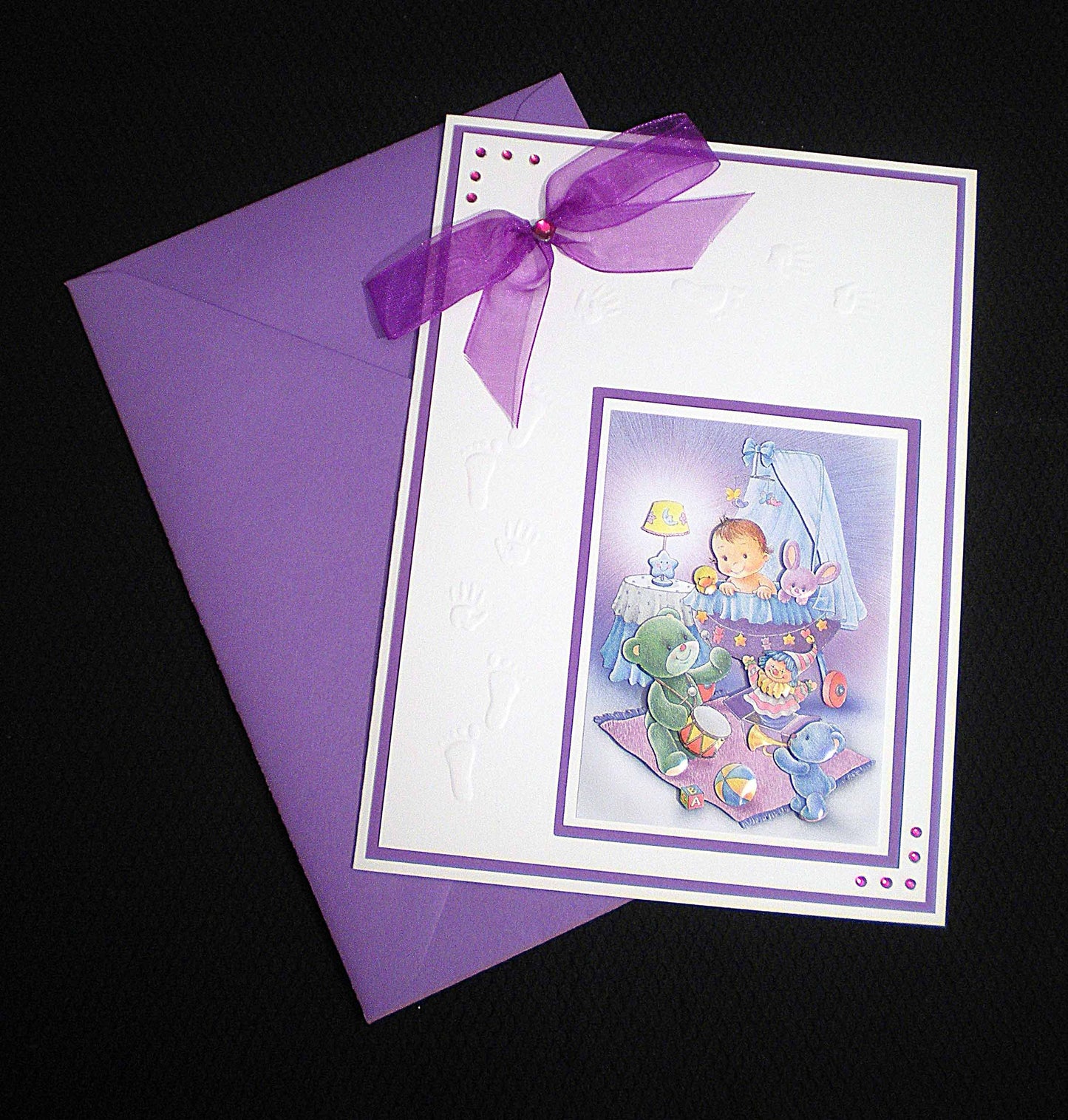 Carte de naissance bébé dans couffin - Carte bébé 3D faite main