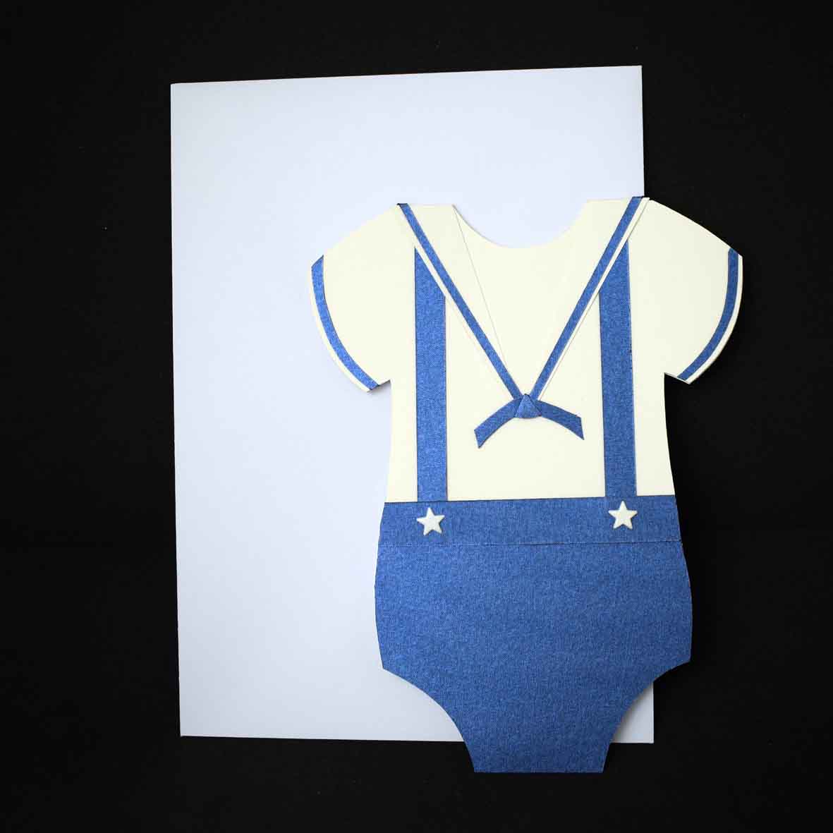 carte de naissance, body blanc et bleu