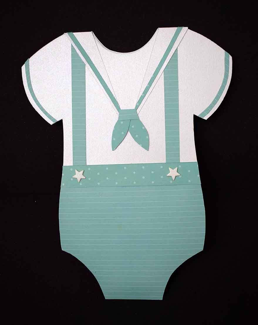 Carte d'anniversaire en forme de body vert -  Carte bébé 3D faite main