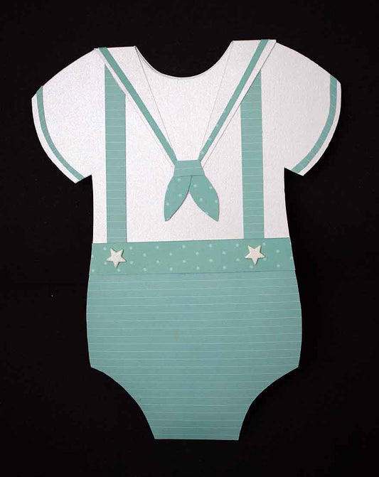 Carte d'anniversaire en forme de body vert -  Carte bébé 3D faite main