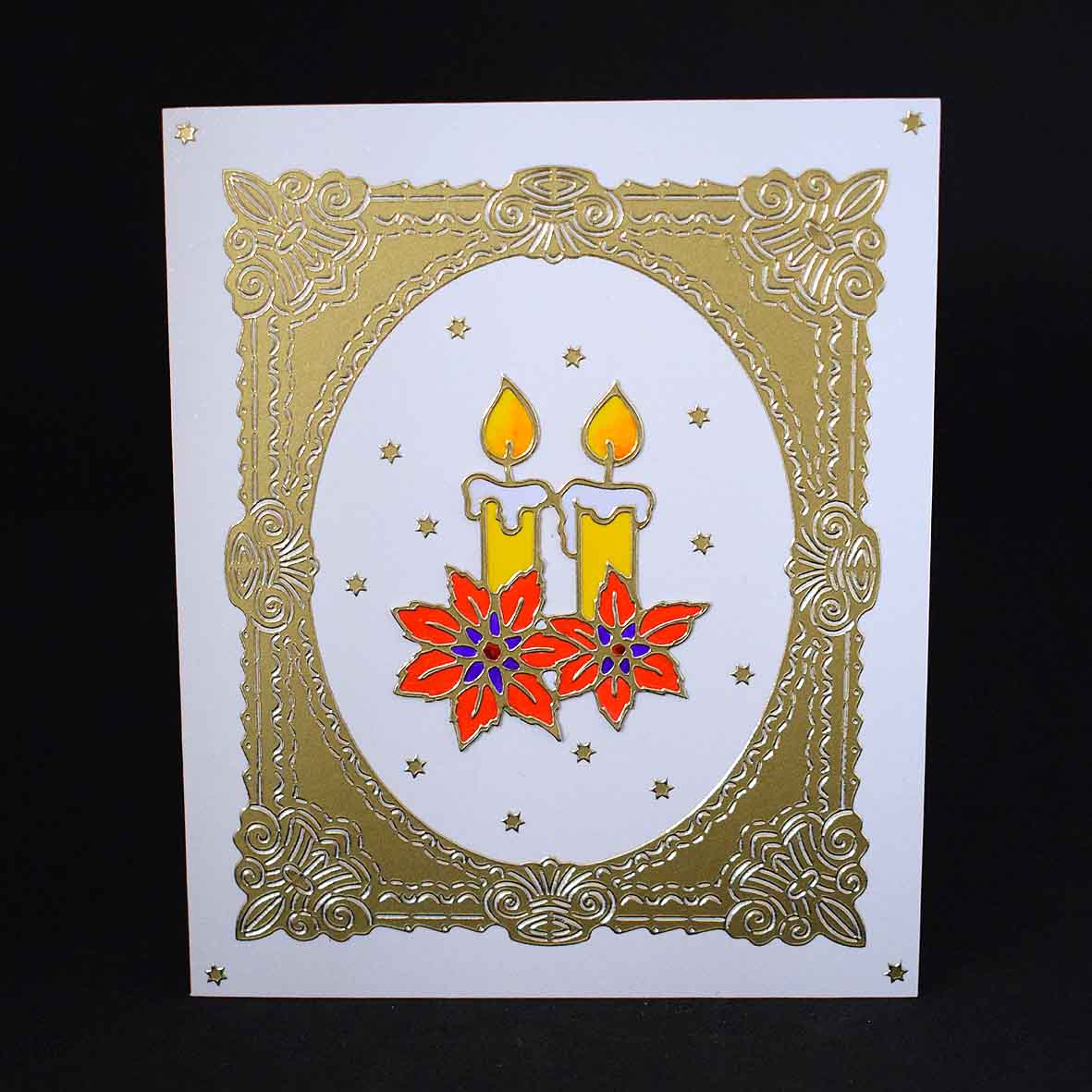 Carte de Noël artisanale 3D – bougies de Noël, carte faite main