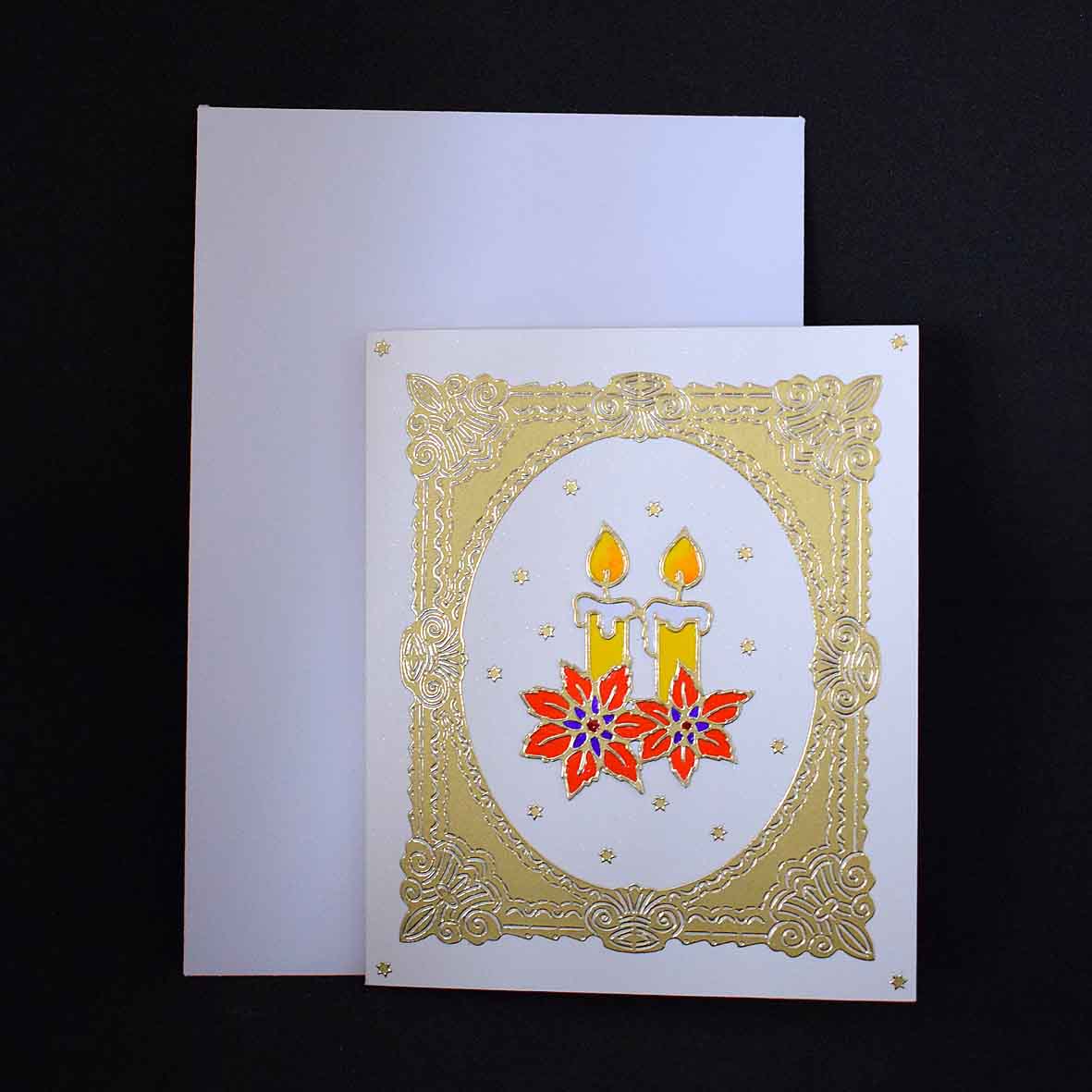 Carte de Noël artisanale 3D – bougies de Noël, carte faite main