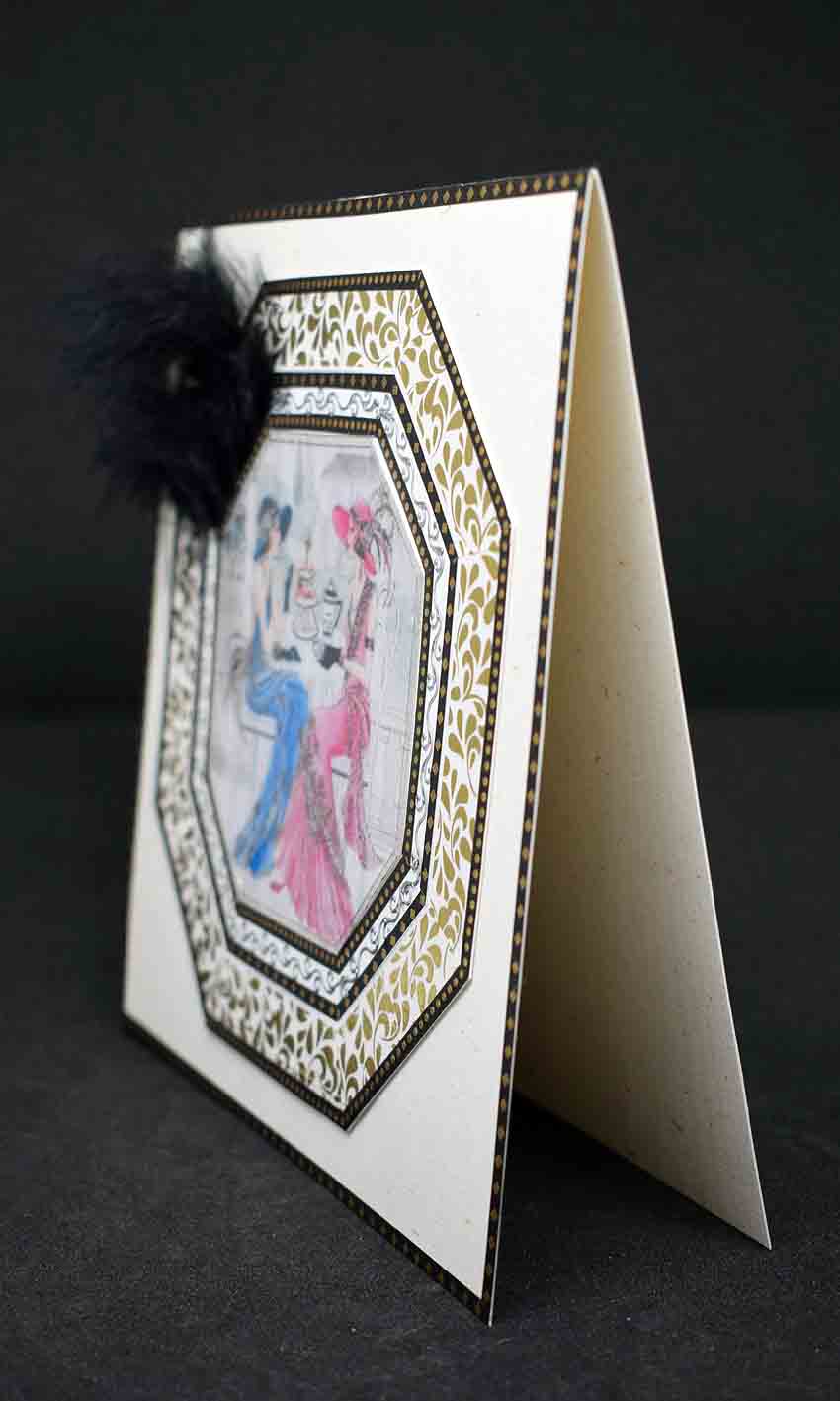 Carte Art Déco femmes 3D – carte élégante style années 20 – création artisanale unique