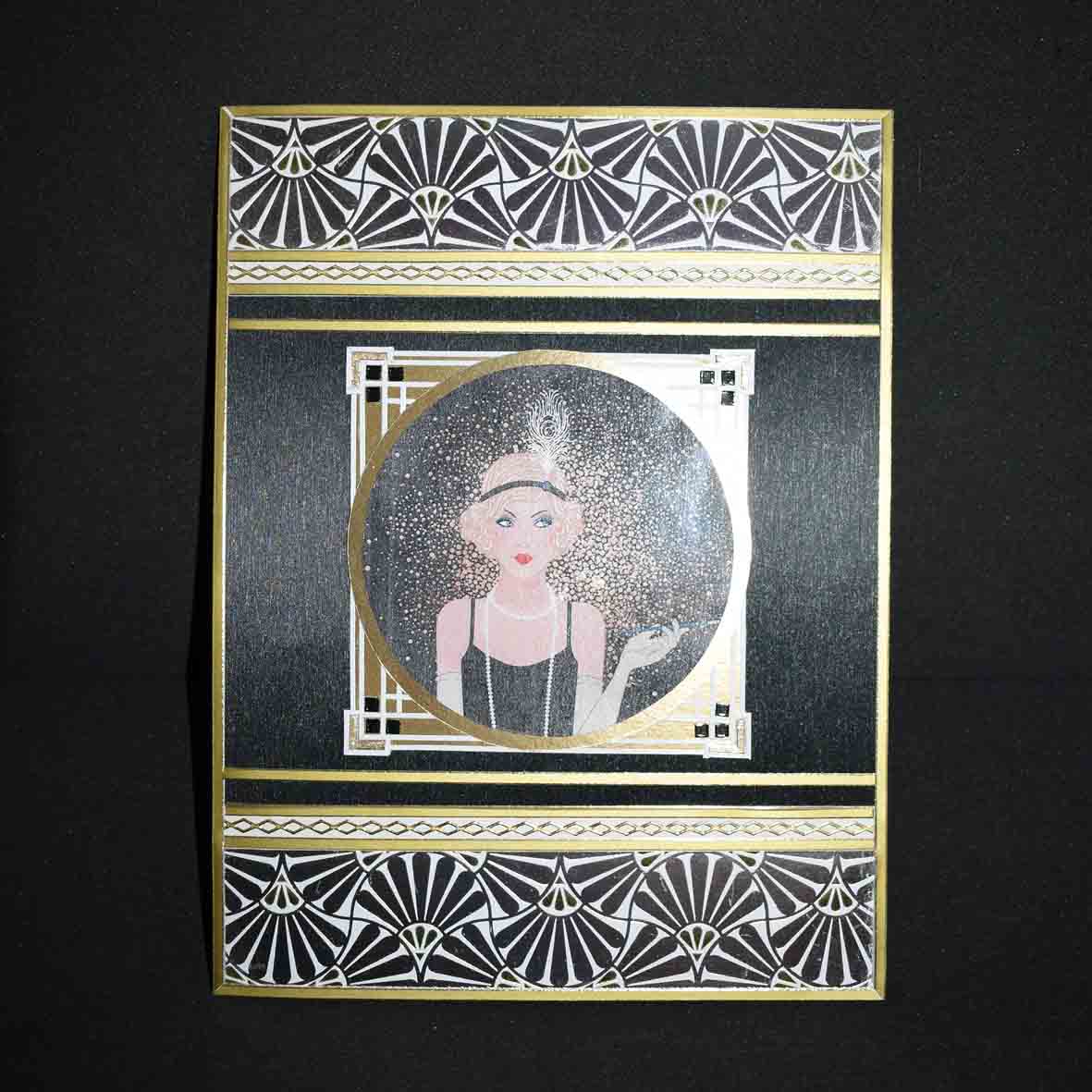 Carte Art Déco femme 3D – carte formes géométriques style années 20 – création artisanale unique