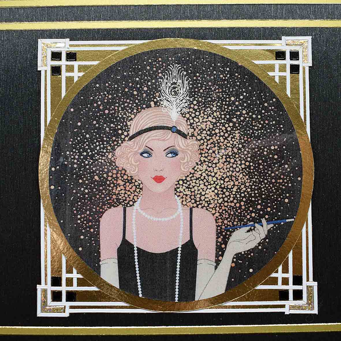 Carte Art Déco femme 3D – carte formes géométriques style années 20 – création artisanale unique