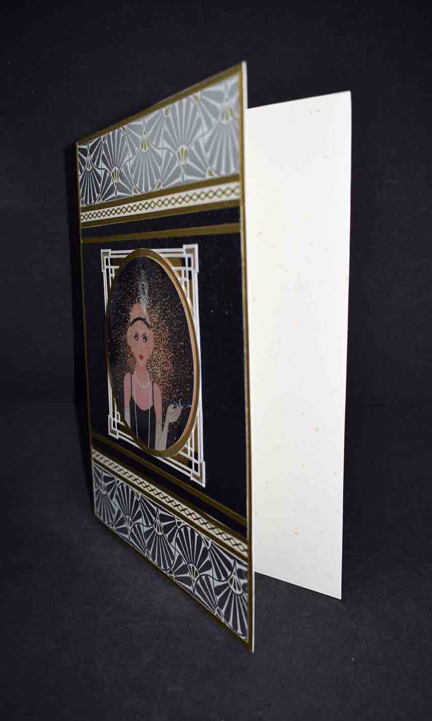 Carte Art Déco femme 3D – carte formes géométriques style années 20 – création artisanale unique