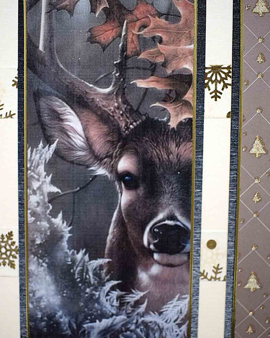 Carte de Noël en relief, motifs cerf et sapins