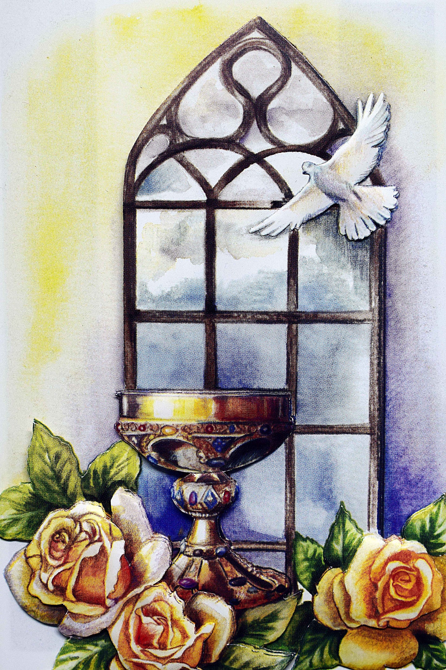 Carte de communion en relief 3D – Carte croix brodée personnalisable – Création artisanale