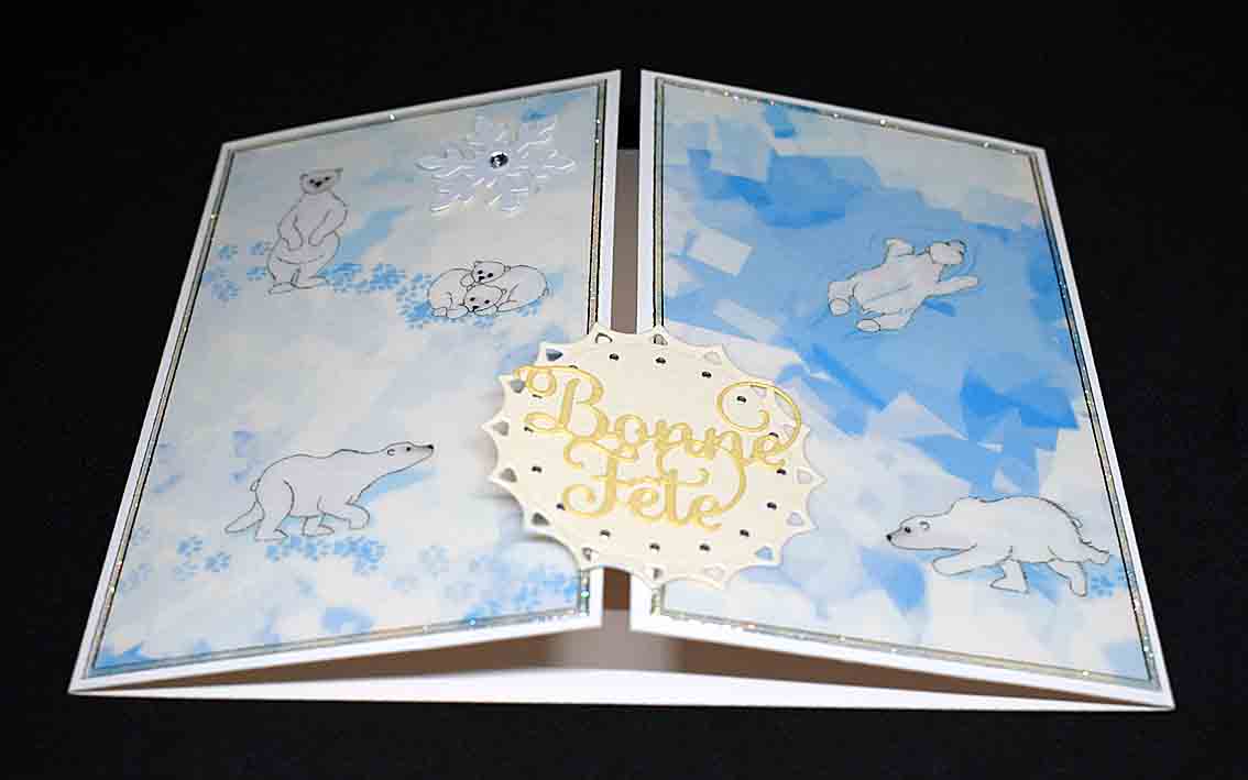 Carte de Noël artisanale 3D – ours polaire de Noël, carte faite main