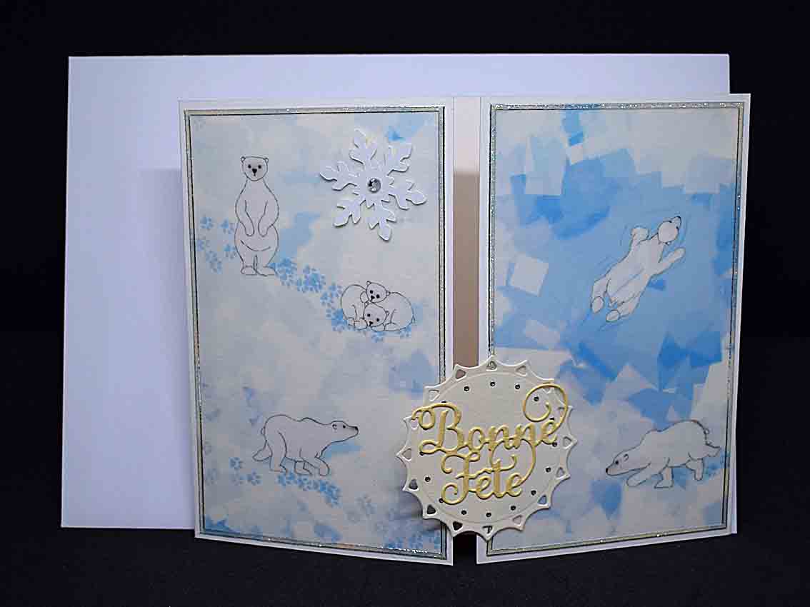 Carte de Noël artisanale 3D – ours polaire de Noël, carte faite main