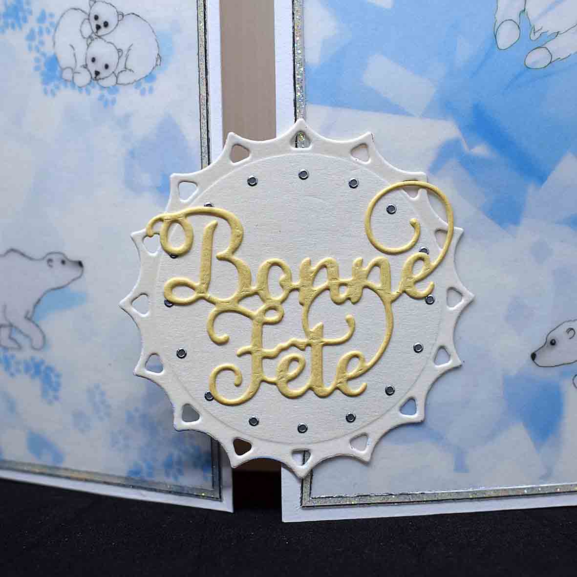 Carte de Noël artisanale 3D – ours polaire de Noël, carte faite main