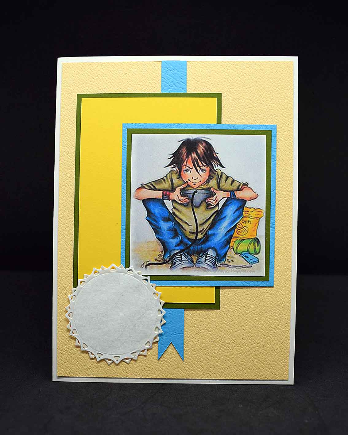 Carte d'anniversaire motif joueur à la manette