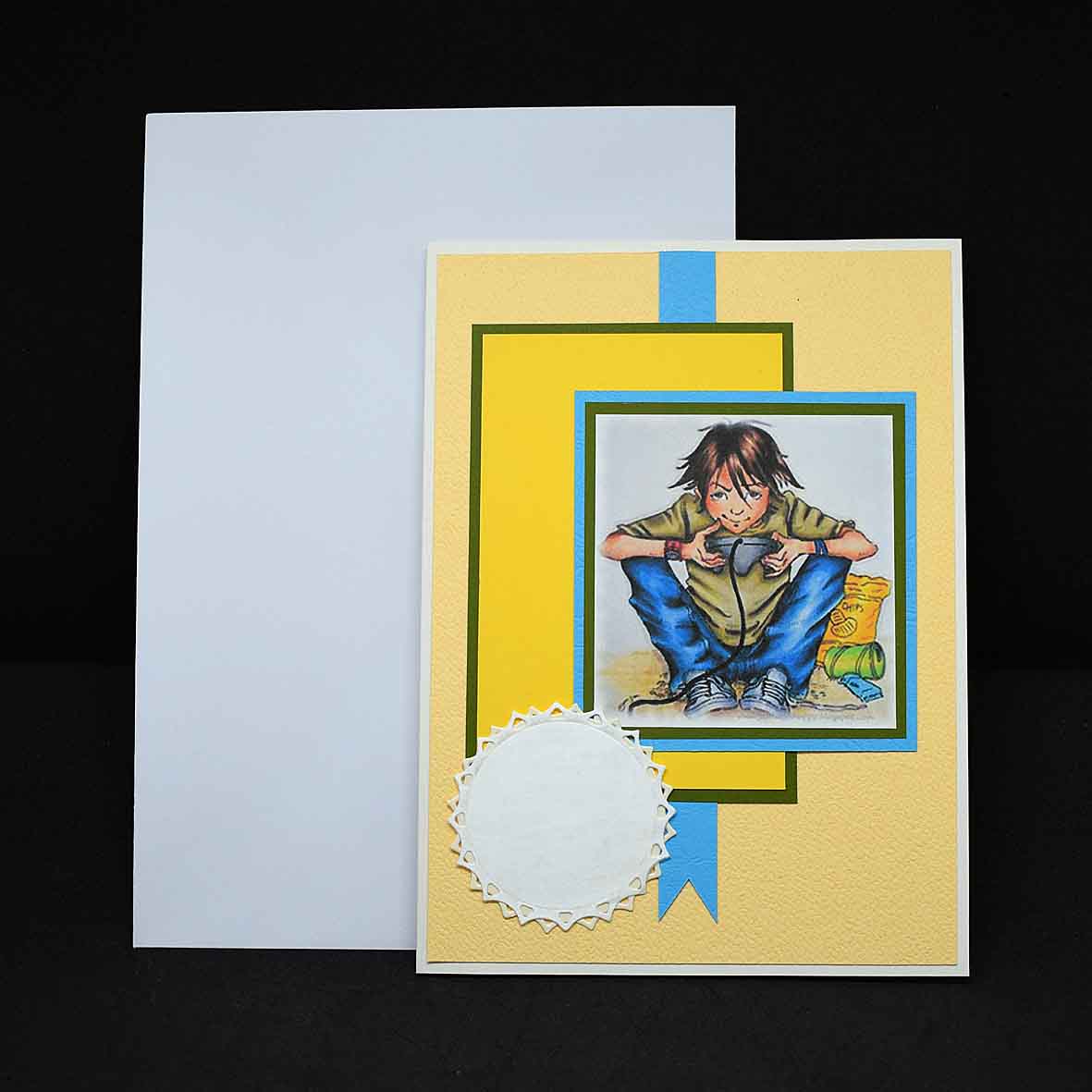 Carte d'anniversaire motif joueur à la manette