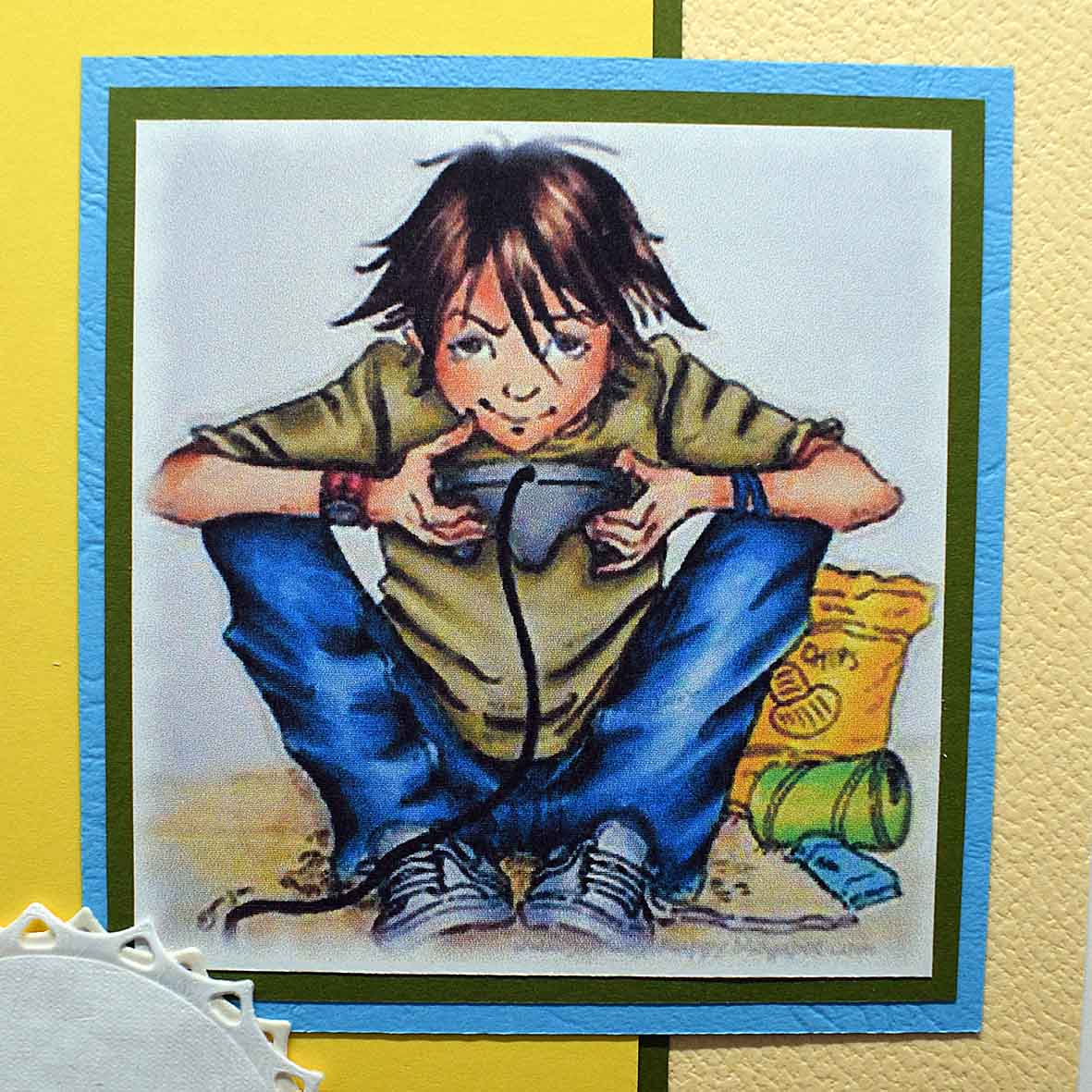 Carte d'anniversaire motif joueur à la manette