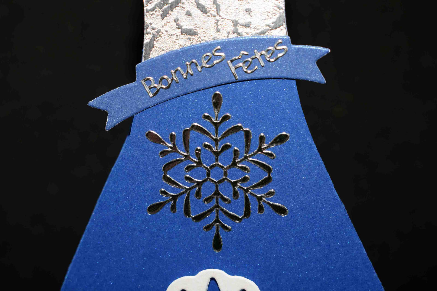 Carte de Noël en 3D bleue, motif seau à champagne