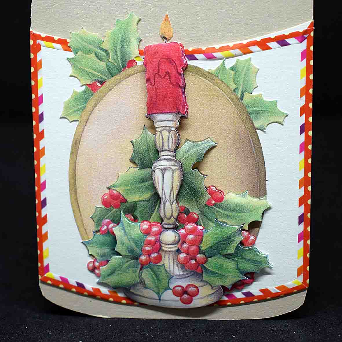 Carte de Noêl 3D en forme de bouteille - carte artisanale personnalisable motif bougie