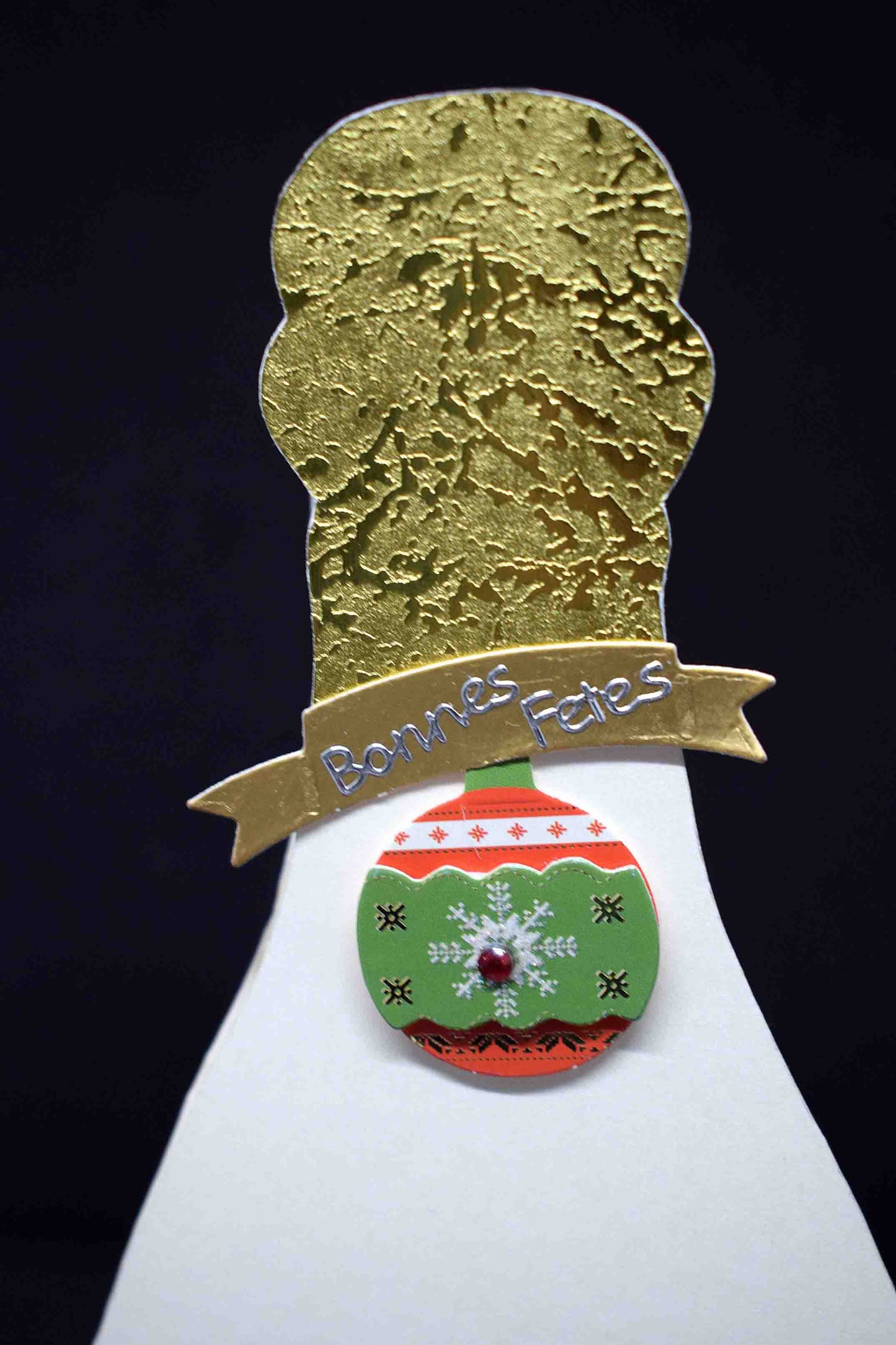 Carte de Noêl 3D en forme de bouteille ivoire - carte artisanale personnalisable motif bougie