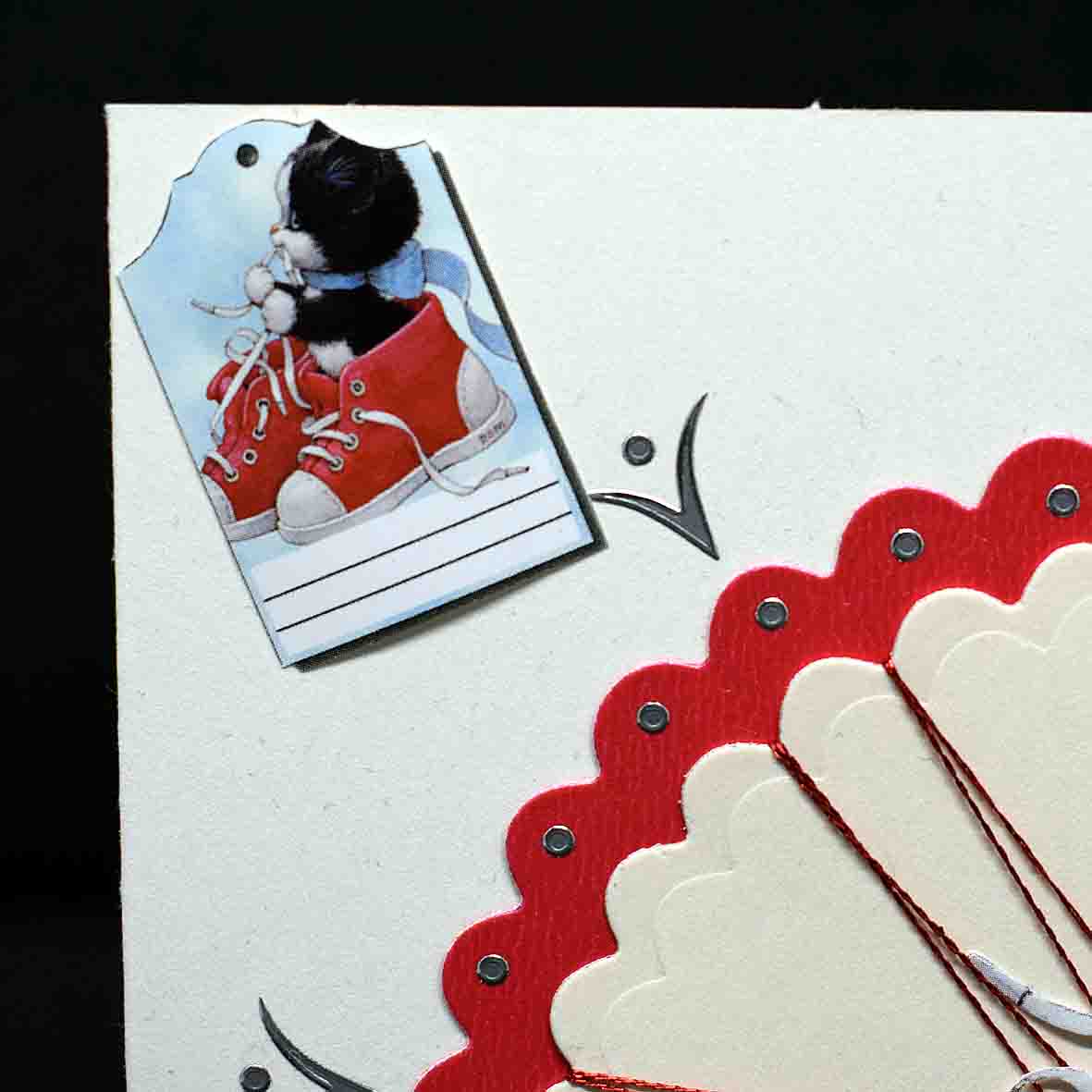 Carte pour anniversaire en 3D  aux motifs chats dans chaussures