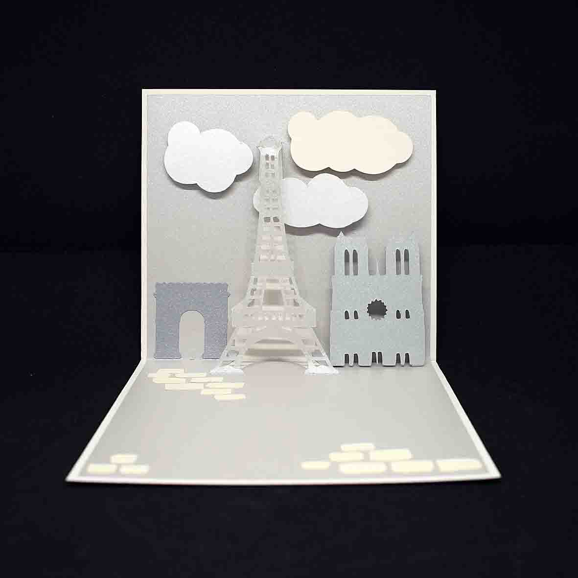 Carte pop up monuments de Paris - carte de voeux originale Paris - Carte artisanale personnalisable