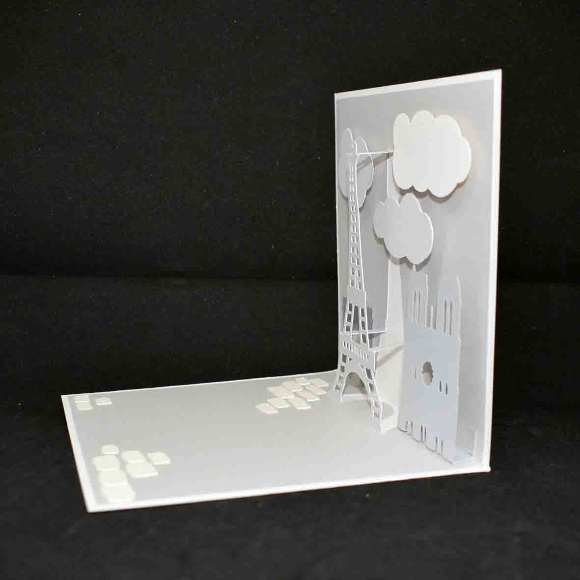 Carte pop up monuments de Paris - carte de voeux originale Paris - Carte artisanale personnalisable