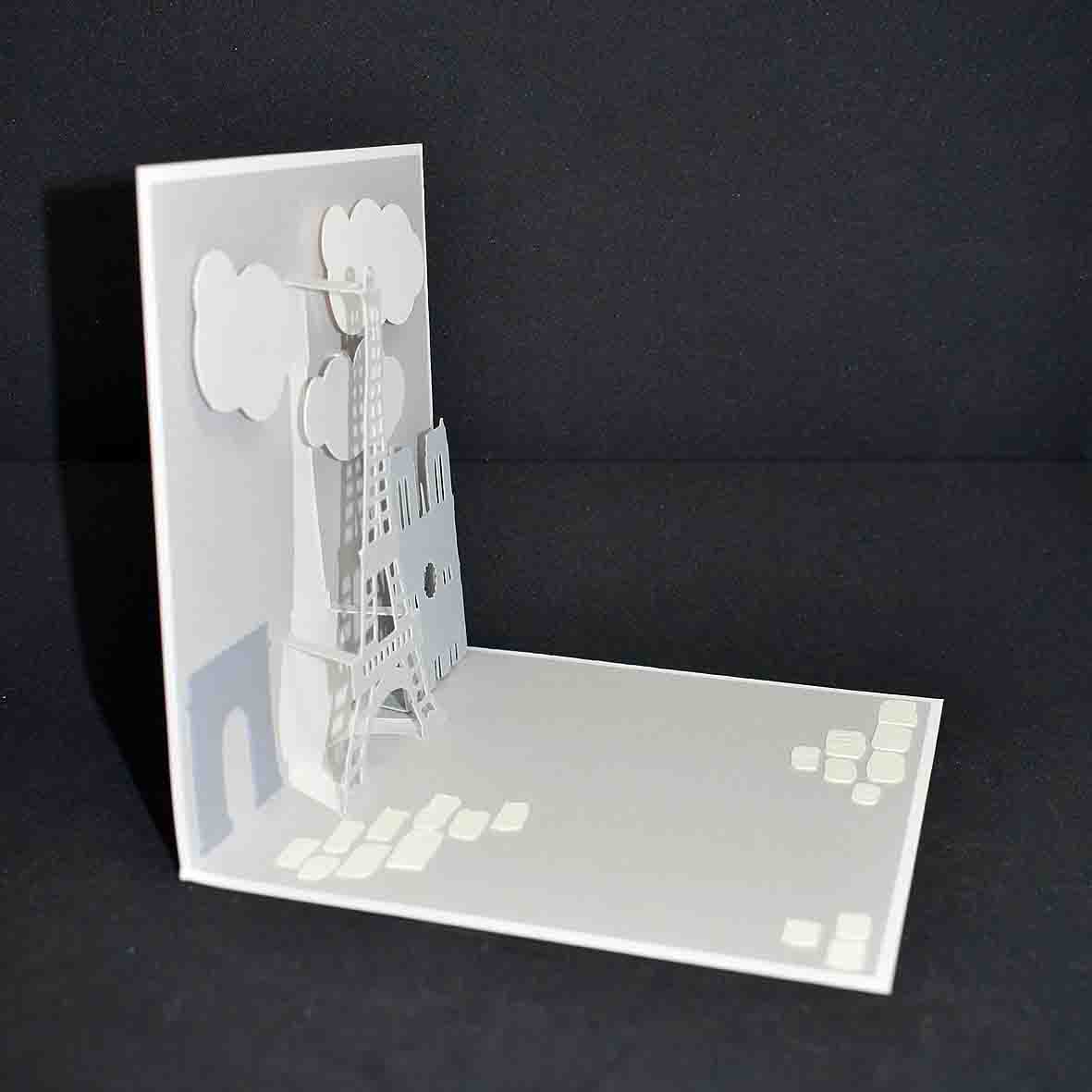 Carte pop up monuments de Paris - carte de voeux originale Paris - Carte artisanale personnalisable