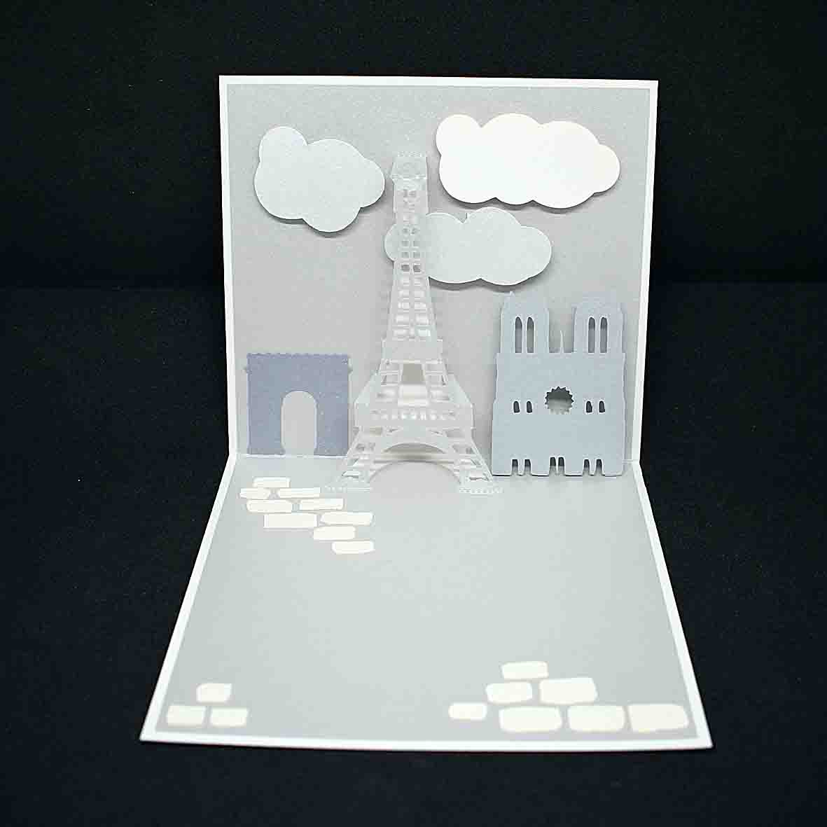 Carte pop up monuments de Paris - carte de voeux originale Paris - Carte artisanale personnalisable