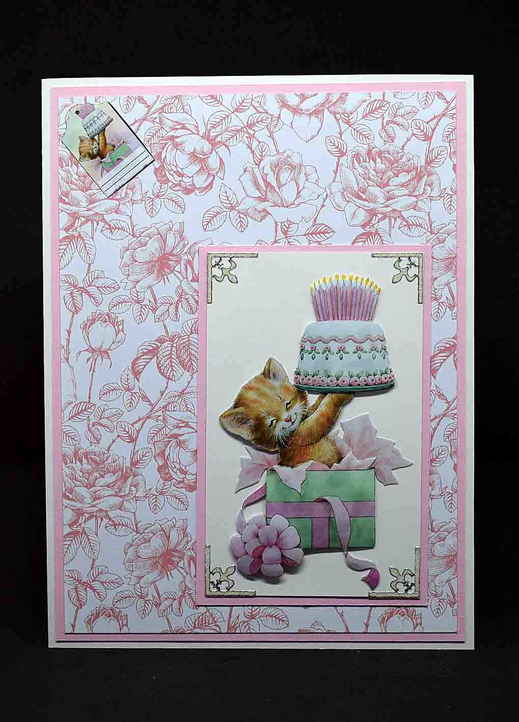 Carte d' anniversaire chat et gâteau 3D personnalisable -  carte fait main originale animaux - cadeau unique