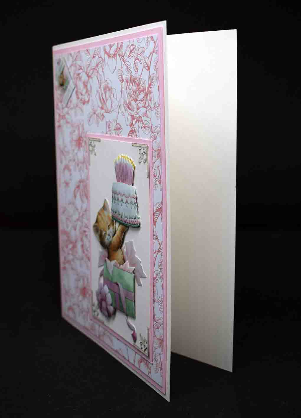 Carte d' anniversaire chat et gâteau 3D personnalisable -  carte fait main originale animaux - cadeau unique