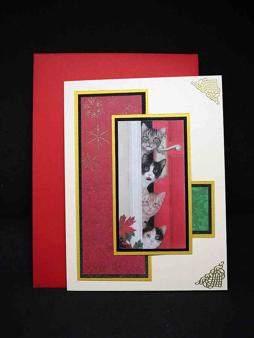 Carte de Noël en relief, motifs chats de NOËL